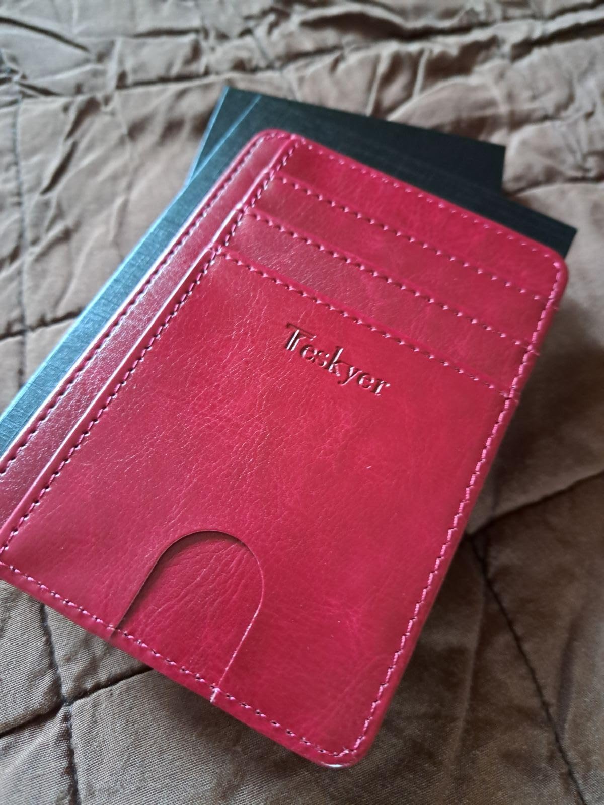Teskyer Kaarthouder portemonnee, slanke creditcardportefeuilles, minimalistisch, RFID-blokkering, 1 ID-venster, geschikt voor maximaal 8 kaarten, Lichtgrijs, Slim (11.7 x 8.1 x 1 cm), Minimalistisch