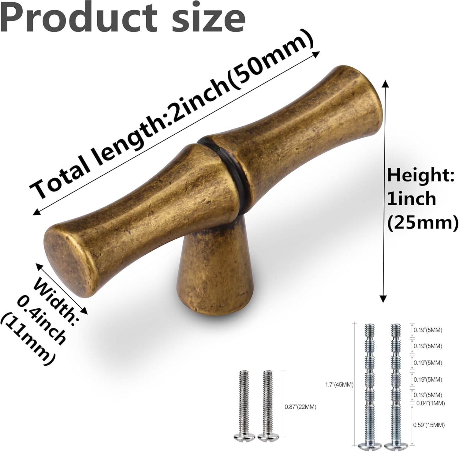 6Pcs Bamboo Shape Zinc Alloy Cabinet Knobs Handles pulls, Dresser Drawer Cabinet Cupboard Closet Door Pulls Decorative Furniture Accessories Knobs (Antique Brass, Single Hole)