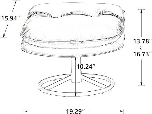 Miniatura 6 de HomSof Silla giratoria de terciopelo con juego otomano diván moderno con reposapiés sillón cómodo con patas de metal tamaño único gris liso