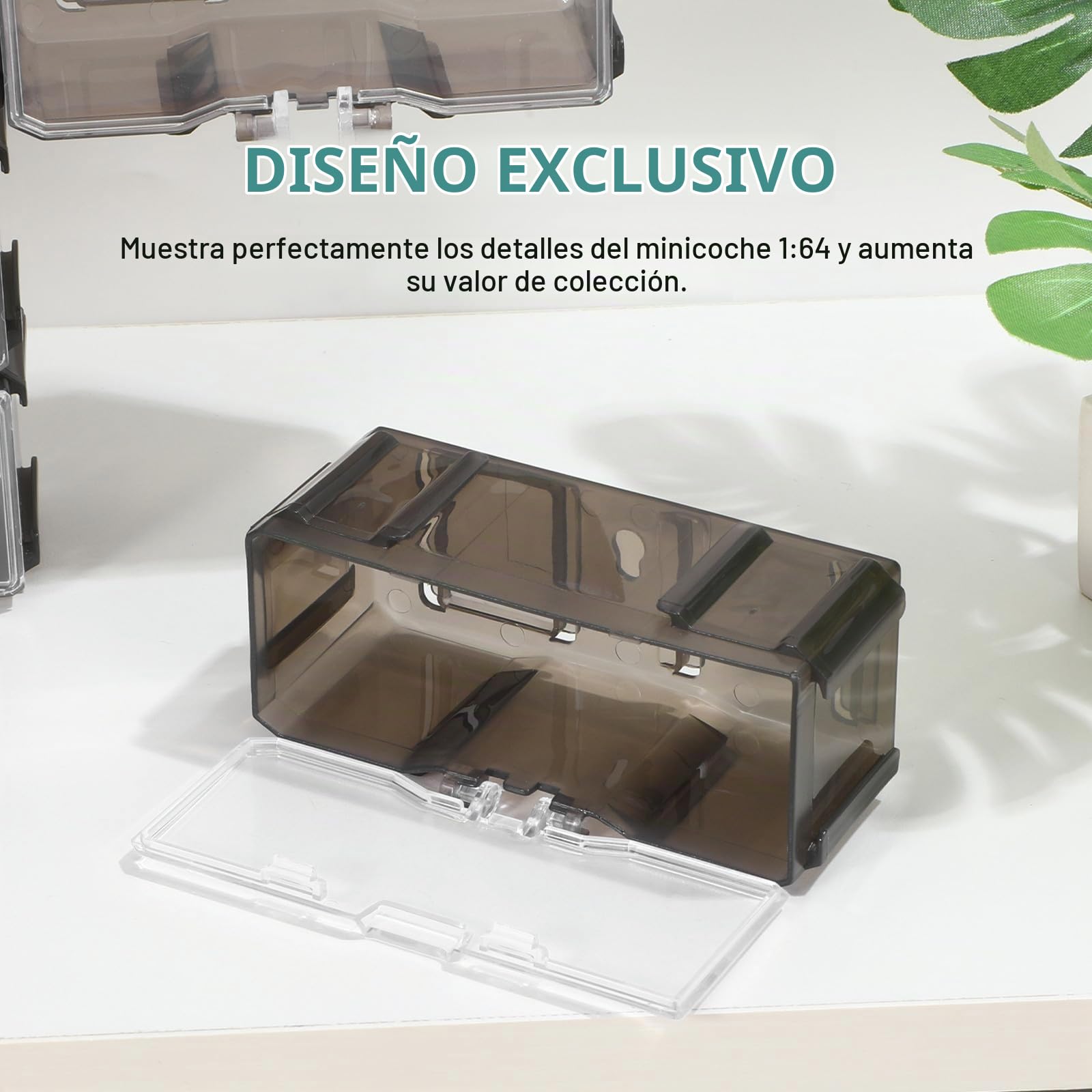Vitrina Transparente para Maquetas de Coches 40 Piezas Escala 1:64 Caja de Almacenamiento Plástico para Coleccionistas y Exhibición de Modelos en Casa