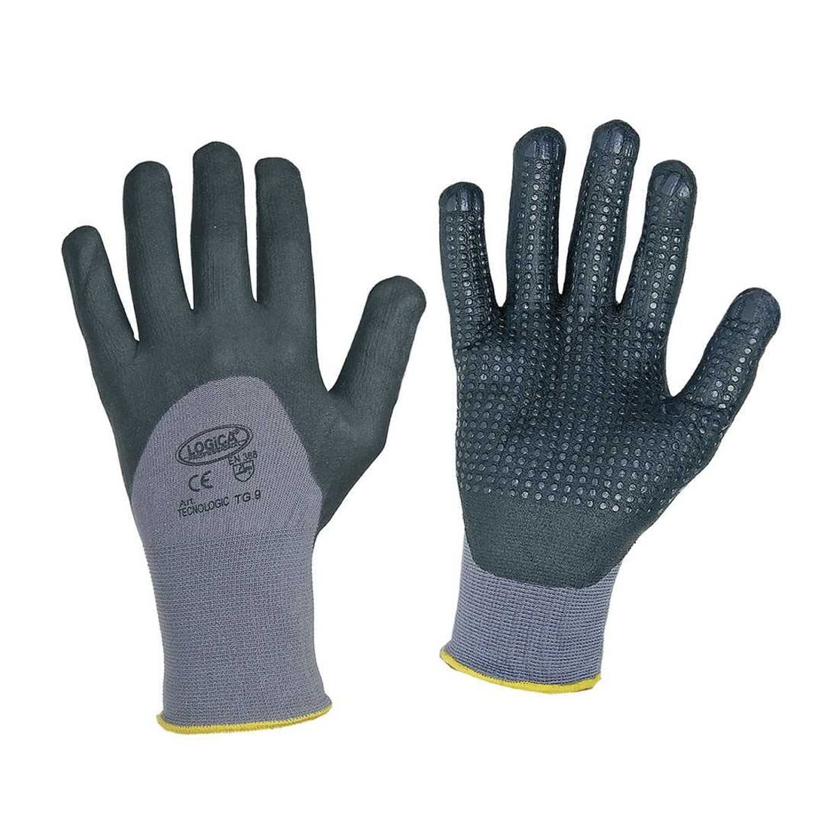 Guantes de Trabajo nitrilo puntinado Negro N8LOGICA