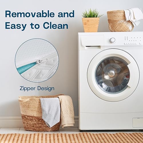 Miniatura 7 de Cubrecolchón de espuma viscoelástica de gel de 3 pulgadas tamaño Queen almohadilla de colchón refrescante para dolor de espalda con funda de bambú