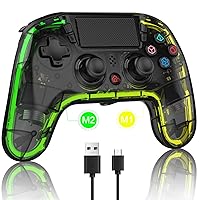 Vista 1 de Honghao Custom Controllers For PS4 with Hall Trigger and 8 Color Changing LED Lights, Wireless PS4 Remote Dual 4 Shock Aimbot Joystick Controller