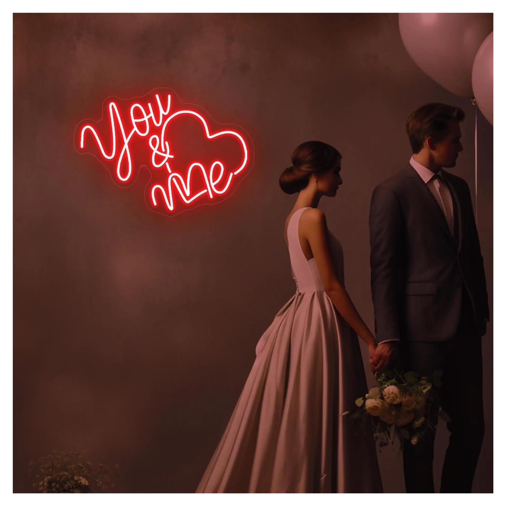 Scritta luminosa Insegna Al Neon A Dimmerabile You & Me Per Amanti, Matrimoni, Feste Di San Valentino, Bar, Birreria, Decorazione Da Parete, 38cm(B)