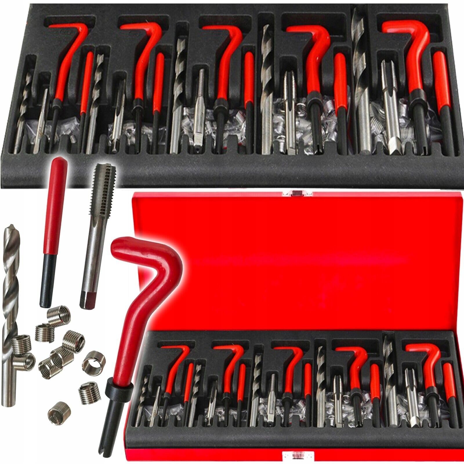 Riparazione Filetti Kit 131 Pz Filettatura, Helicoil per Filetti Metrici Interni M5 M6 M8 M10 M12, Set Elicoidi per Viti e Filettatura Interna