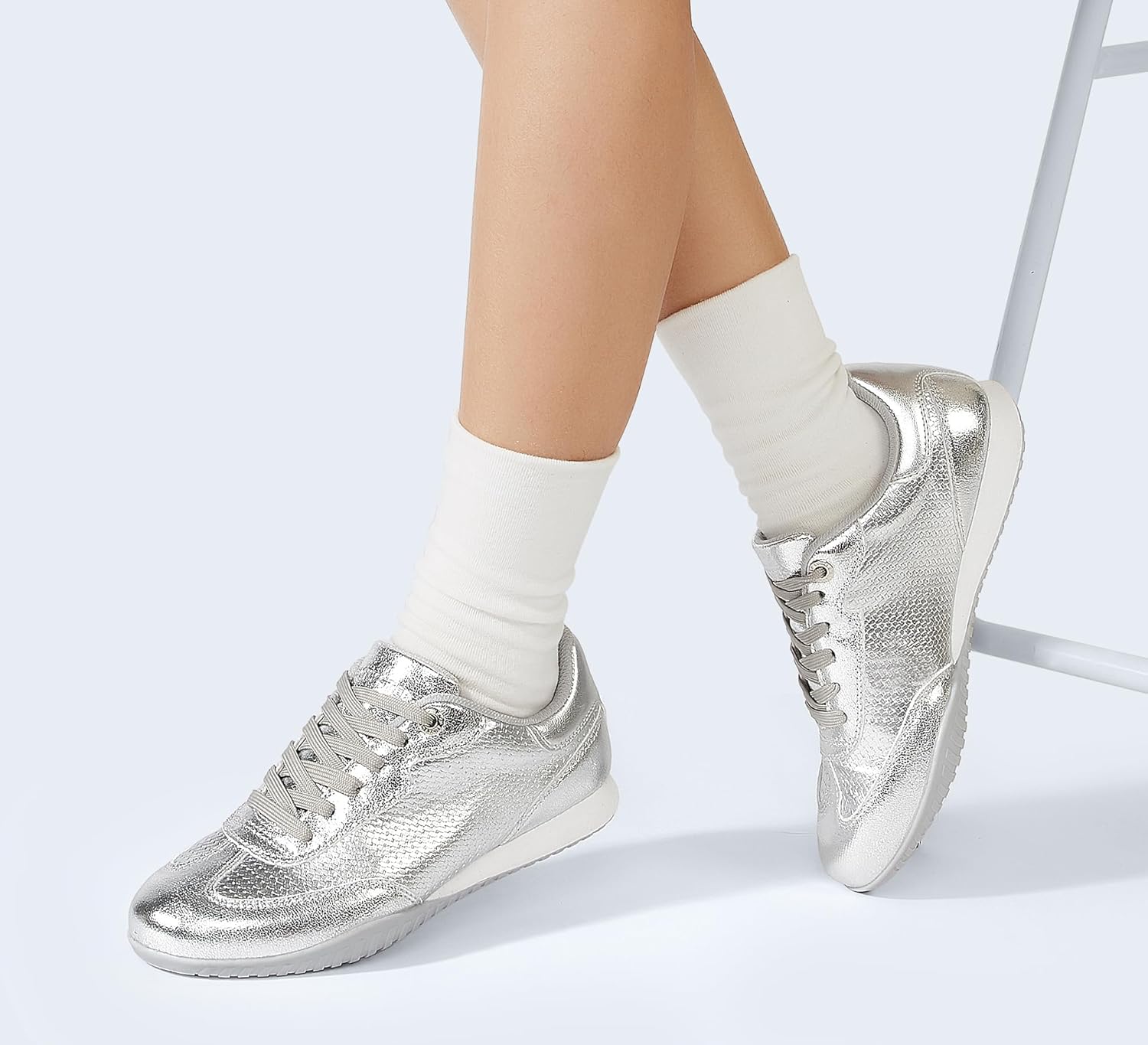 LUCKY STEP Women's Fashion Tennis Sneakers Casual Low Top Retro Lace-up Stylish Travel Lifestyle Trendy Walking Shoes - Image 2