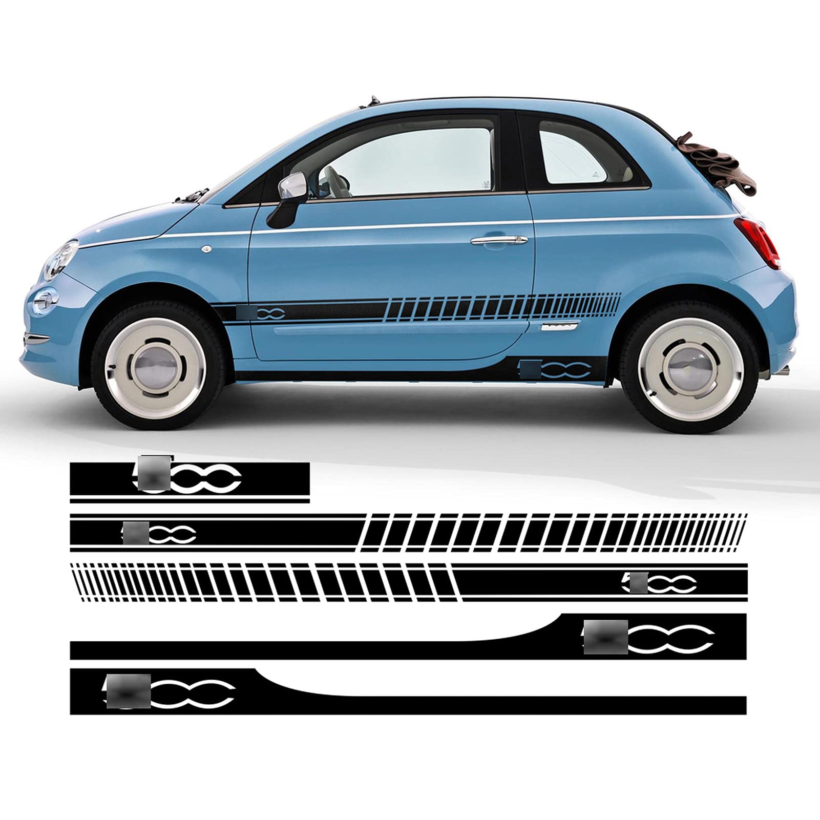 Buy Car Side Skirt Stickers stripe decal Vinyl Decals, for Fiat 500