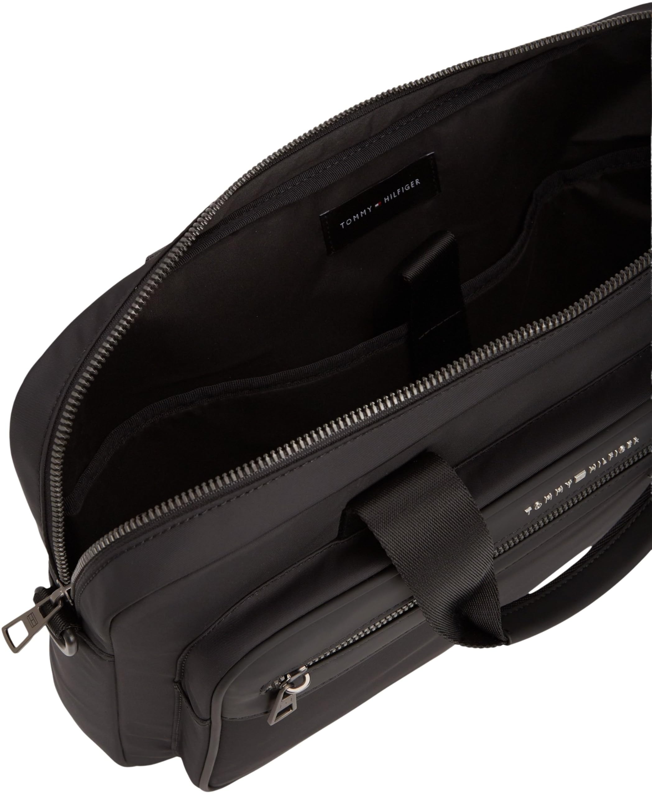Tommy Hilfiger Herren Laptoptasche Repreve mit abnehmbarem Schultergurt, Schwarz (Black), Einheitsgröße