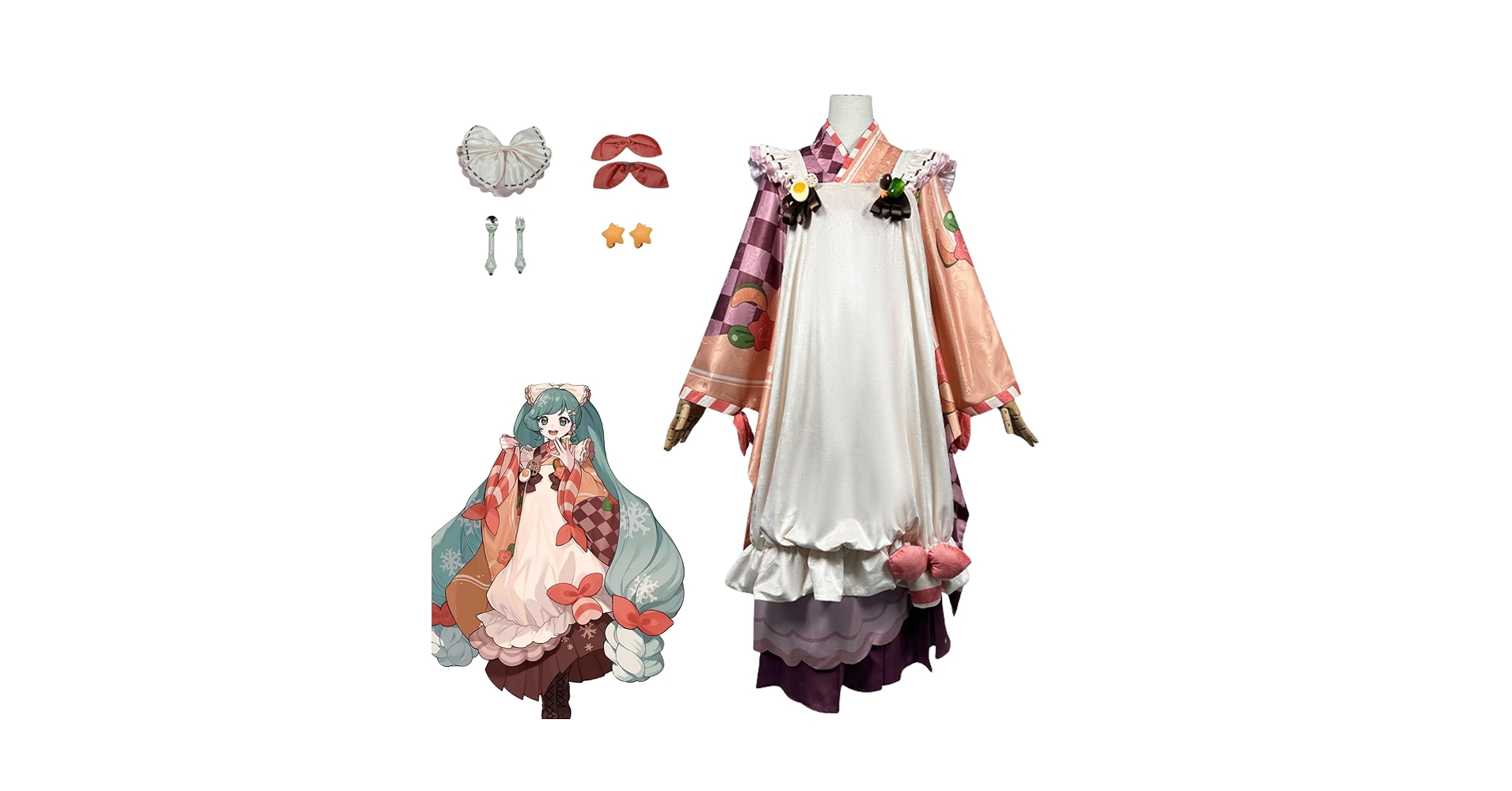 限時割引中　雪ミク2024コスプレフルセット衣装、ウィッグ、ぬいぐるみ、鍋セット Amazon.co.jp: [COSPLEE] 雪ミク 2024 初音コスプレ衣装フル