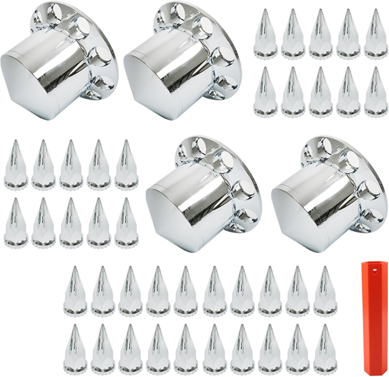 GXYWADY Rear Axle Wheel Cover Chrome Hub Cover Wheel Set with 33mm Nut Covers Spiked Removable Caps Replacement for Semi Truck