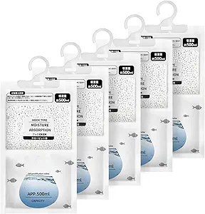 Hanging Moisture Absorbers, Portable Dehumidifier Bags, Fragrance Free Humidity Absorber for Closet, Suitable for Bedroom, Bathroom, Kitchen (230g/Pack, 5 Packs)