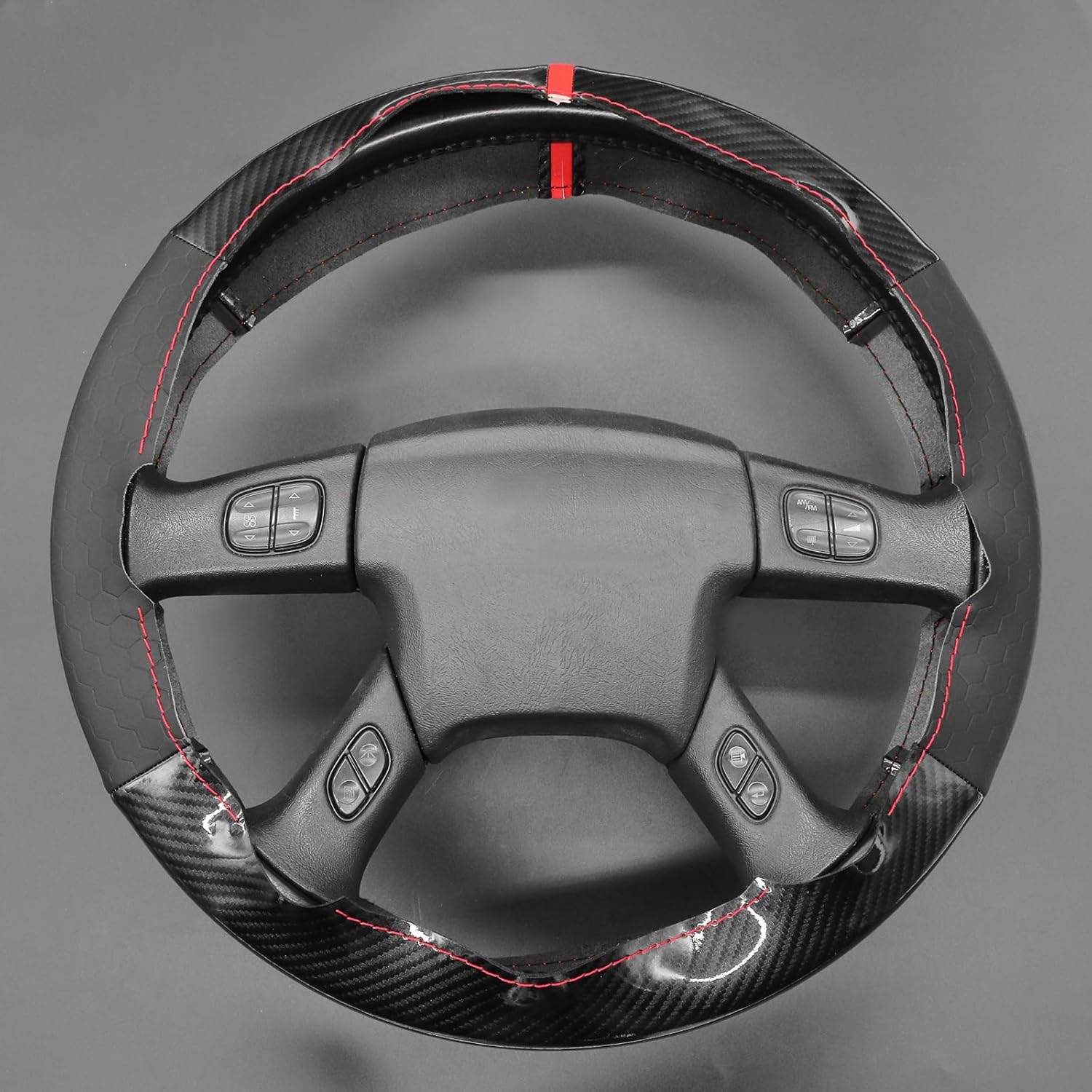 MEWANT Steering Wheel Cover for Chevy Silverado 1500/2500/3500 2003-2006 /Trailblazer 2002-2009 Hand-Stitched Car Steering Wrap
