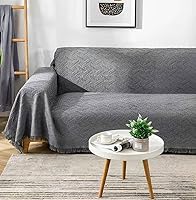 Vista 1 de AIVIA - Funda de cobija para sofá de dos plazas, fundas de cojín antideslizantes tejidas de algodón para sofás de 2 plazas con reposabrazos