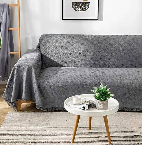 AIVIA - Funda de cobija para sofá de dos plazas, fundas de cojín antideslizantes tejidas de algodón para sofás de 2 plazas con reposabrazos,