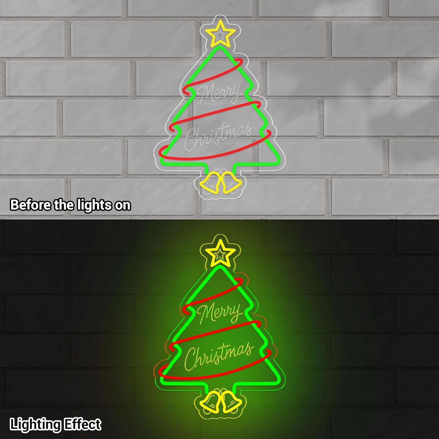Christmas Tree Neon Signs, 16.9" x 12.1" Acrylic LED Neon Sign for Window Lights Bedroom Living Room Home Decorations - Image 7