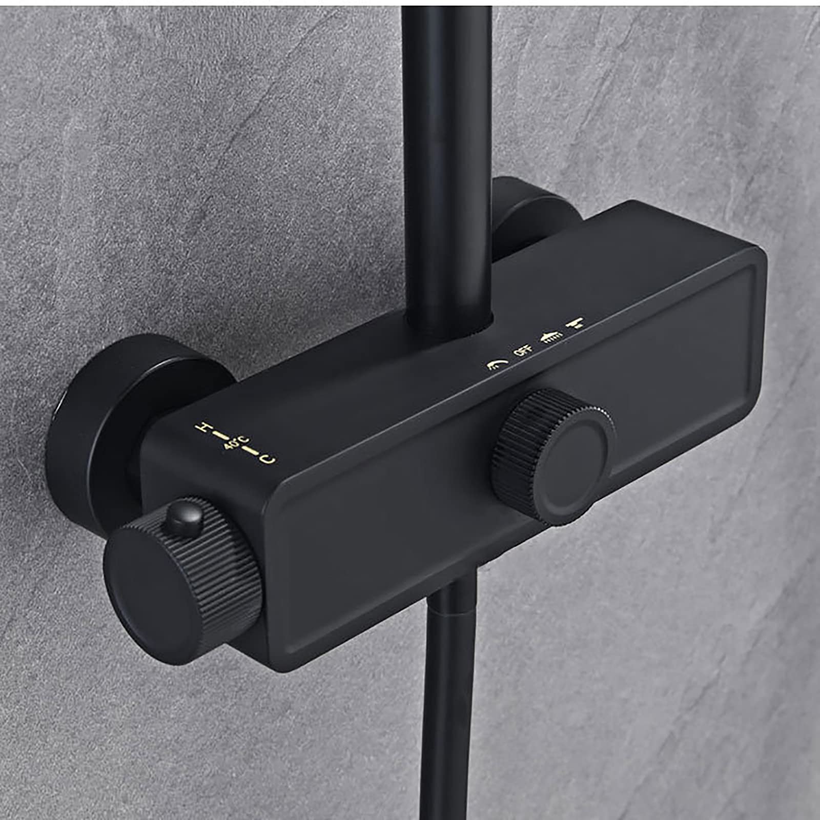 della Doccia di soffione per Pioggia termostatica con Set Combo Portatile, Set di rubinetti per Doccia a Parete Completa di valvola in Ottone e Kit di Rivestimento (Svart A)