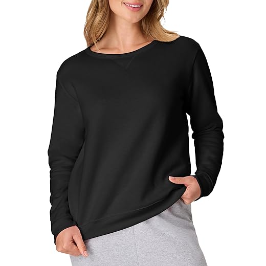 Hanes Women's EcoSmart Crewneck Sweatshirt, Ebony, Medium