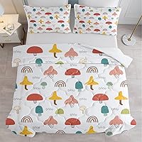 Vista 43 de SOULZZZ Juego de ropa de cama retro hippie tamaño matrimonial, edredón floral de hongos margaritas para niñas y mujeres, edredón negro con 2 fundas