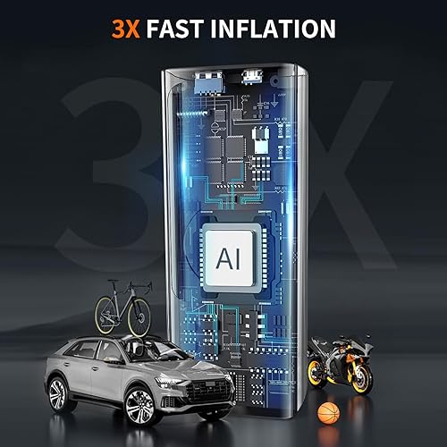 Miniatura 6 de Compresor de aire portátil para inflador de neumáticos, bomba de aire para neumáticos de automóvil con pantalla digital, compresor de aire