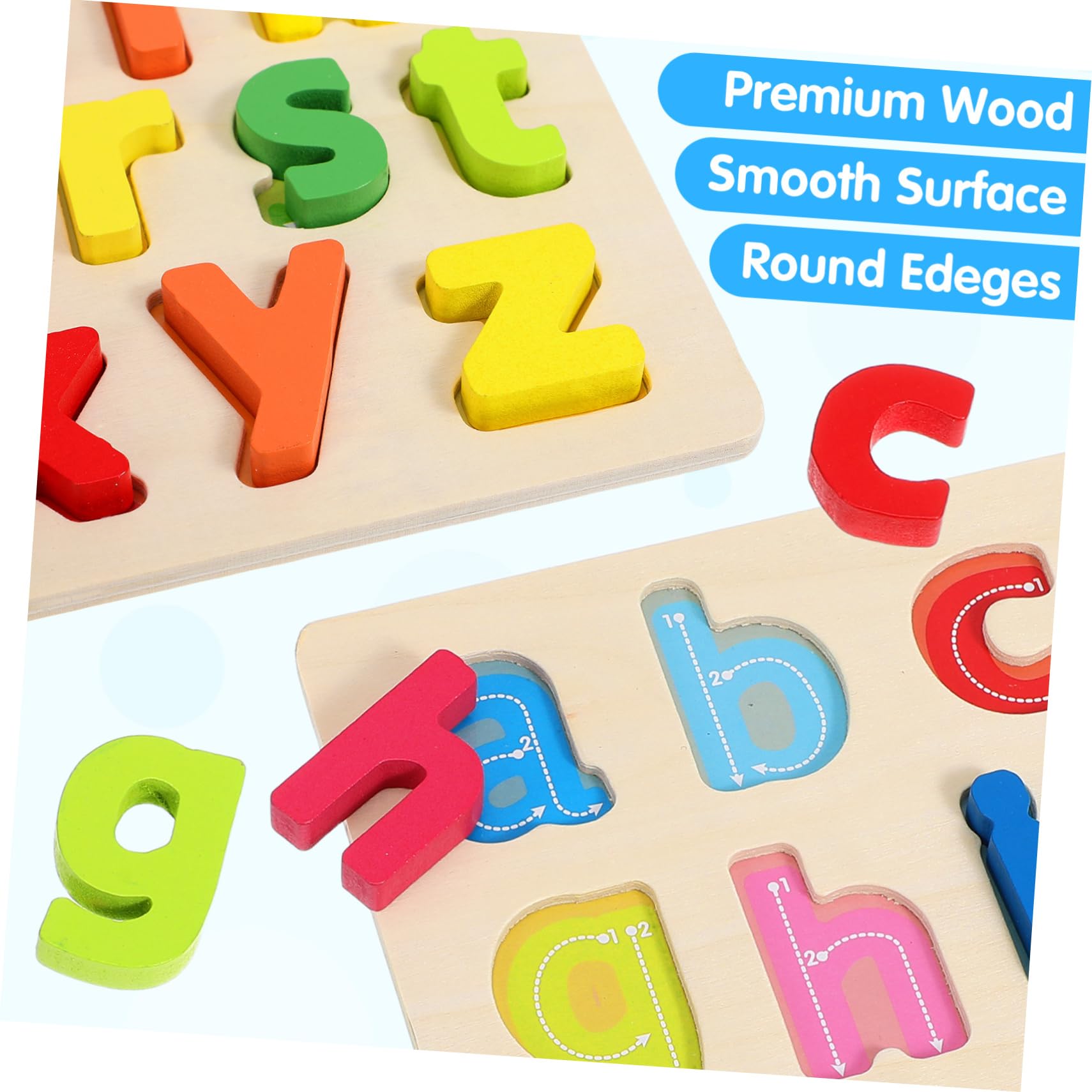 Toyvian Jeu de Puzzles Bois Alphabet Lettres Minuscules pour Garçon Fille Âge Préscolaire 3 Ans et Plus avec Lettres de A à Z Éducatif