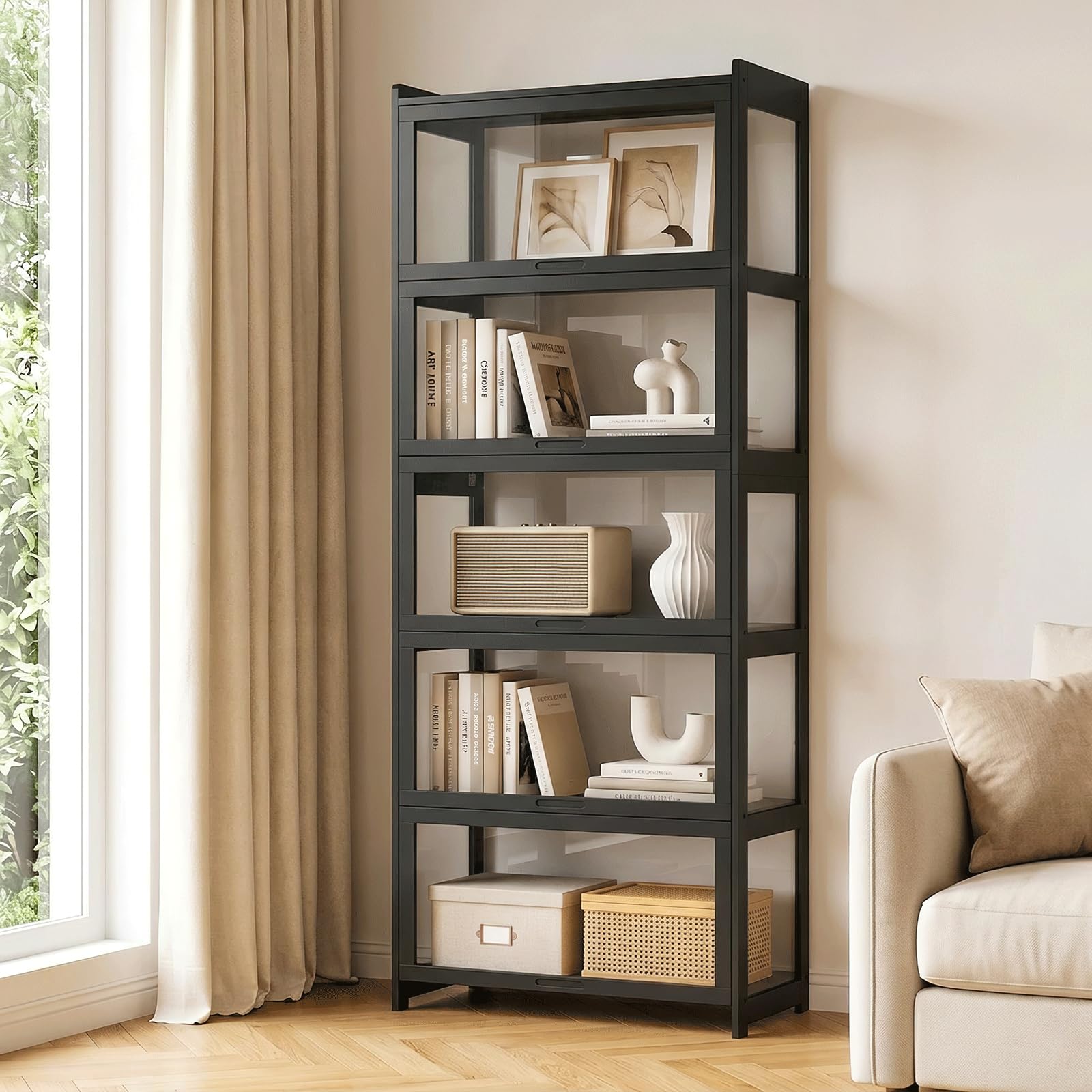Photo 1 of MoNiBloom 5-Tier Curio Display Cabinet with Doors, 67.5", Black