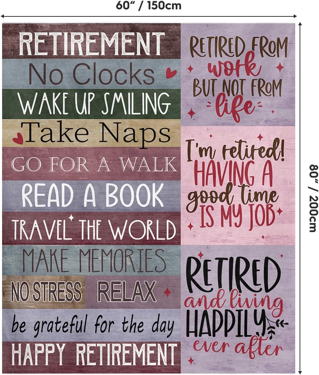 Horaldaily Retirement Flannel Blanket Throw, Funny Retirement Soft Fuzzy Plush Cozy Fleece Blankets for Couch Sofa Bed Lounging, Ideal Gifts for Women Mom Teacher Nurse Coworkers, 60x80