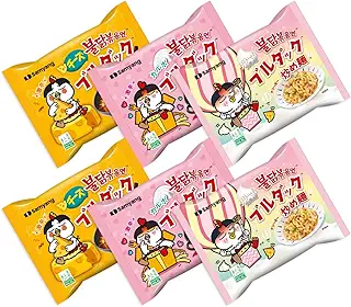 ブルダック炒め麺 味比べ袋麺セット、チーズ×カルボ×クリームカルボ(3種類×2食ずつ )
