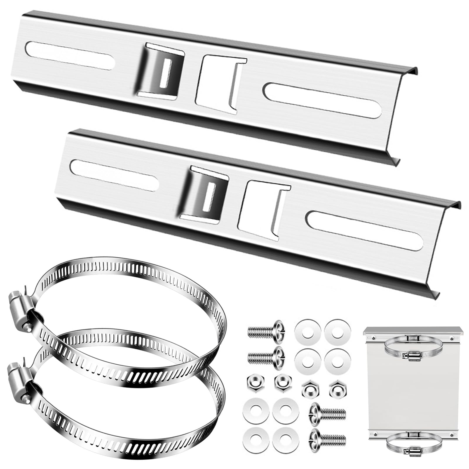 Pack of 2 Mast Brackets, Universal 300 mm Mounting Rod Holder, Vertical Stainless Steel Bracket with Adjustable Clamps for Control Box, Surveillance Camera, Outdoor