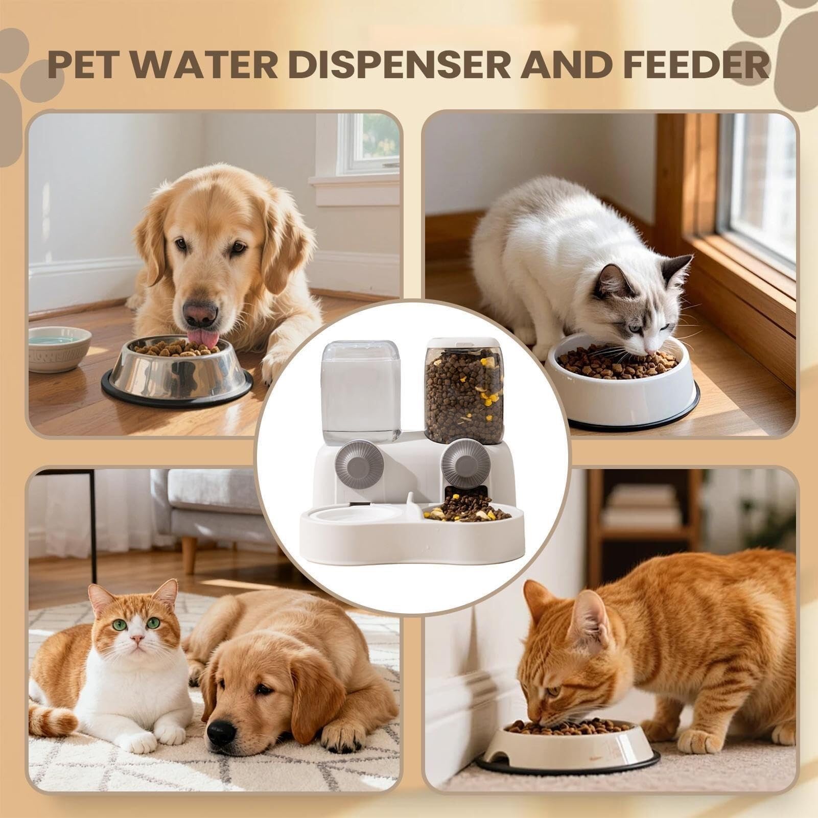 Comedero y Bebedero Automático para Perros y Gatos, 3,8 L | Libre de BPA, antideslizante y a prueba de polvo. Diseño 2 en 1 que ahorra espacio.