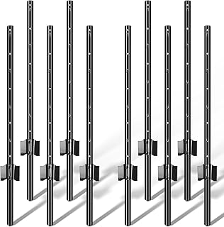 Metal Fence Post 3 Feet Pack of 10, T Post for Wire Fencing, U Post for Temporary Fencing, Garden Wire Mesh and Signs, Small Pet Enclosure