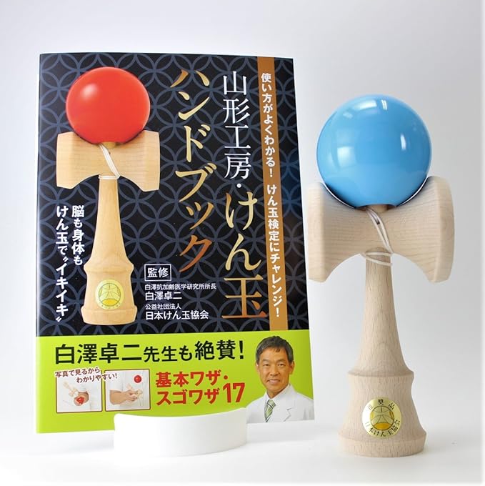 Amazon 日本けん玉協会推奨 福祉けん玉 大晴 ハンドブックセット 水色 日本製 予備糸付き けん玉 おもちゃ