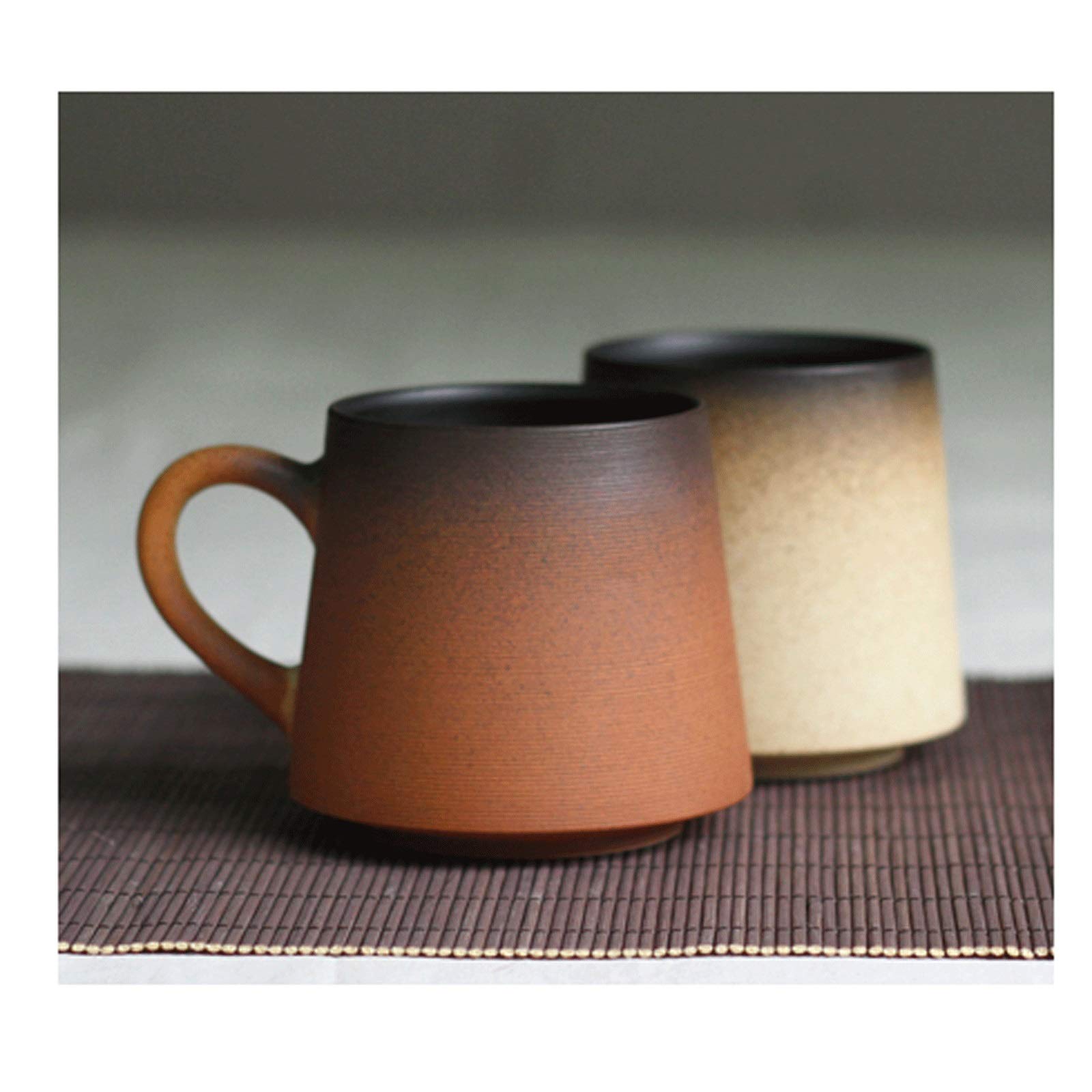 Tasse Becher Retro Keramik Teetasse Persönlichkeit Gefrorene Paar Kaffeetasse Büro Einfache Kreative Becher mit Deckel Löffel Hochtemperatur Trinkbecher Kaffeetassen (Color : C)