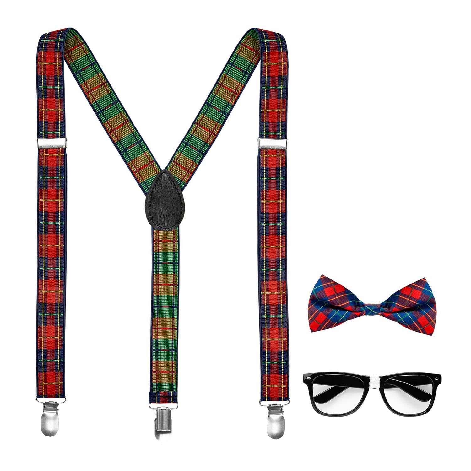 Widmann 68551 - Nerd Fancy Dress Set, Braces, Bow Tie and Glasses, College, Students, School Girls, Carnival, Theme Party