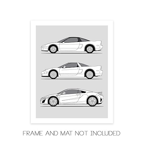Miniatura 2 de Honda Acura NSX Generations Inspired Poster Print Wall Art Handmade the NSX (NA1, NA2, NC1) (8x10" Print (Unframed), Satin Paper)