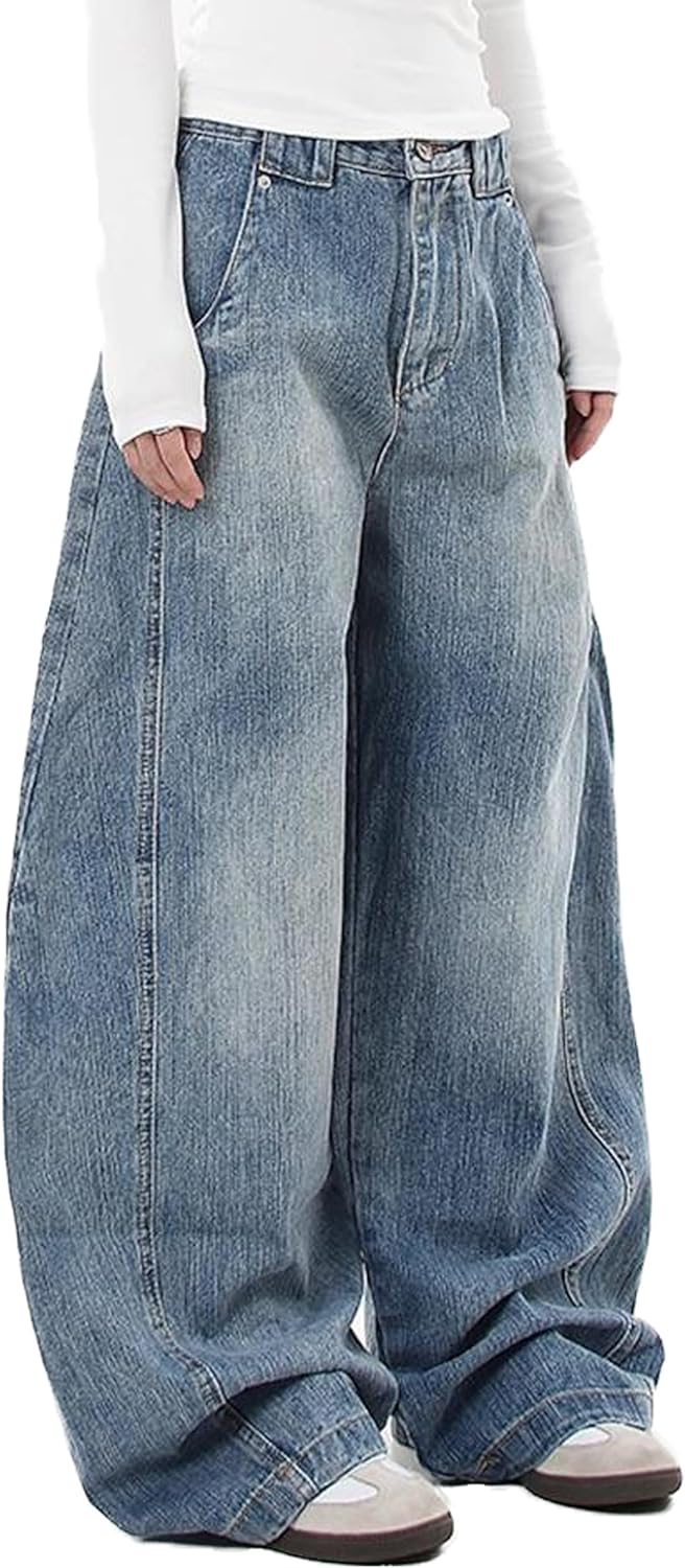 Womens Baggy Jeans Vintage Oversized Pants Aesthetic Hip Hop Jeans Denim Graphic Jean Grunge Pants - Image 2