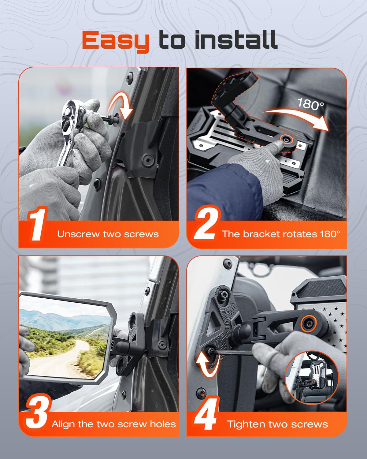 Wrangler Mirrors Doors Off - Wrangler JK Side Mirrors Compatible with Jeep Wrangler TJ JK 1997-2018, Anti-shaking Wider Wrangler Side View Mirrors with Removable Back Panel+5 Creative Sticker Sets