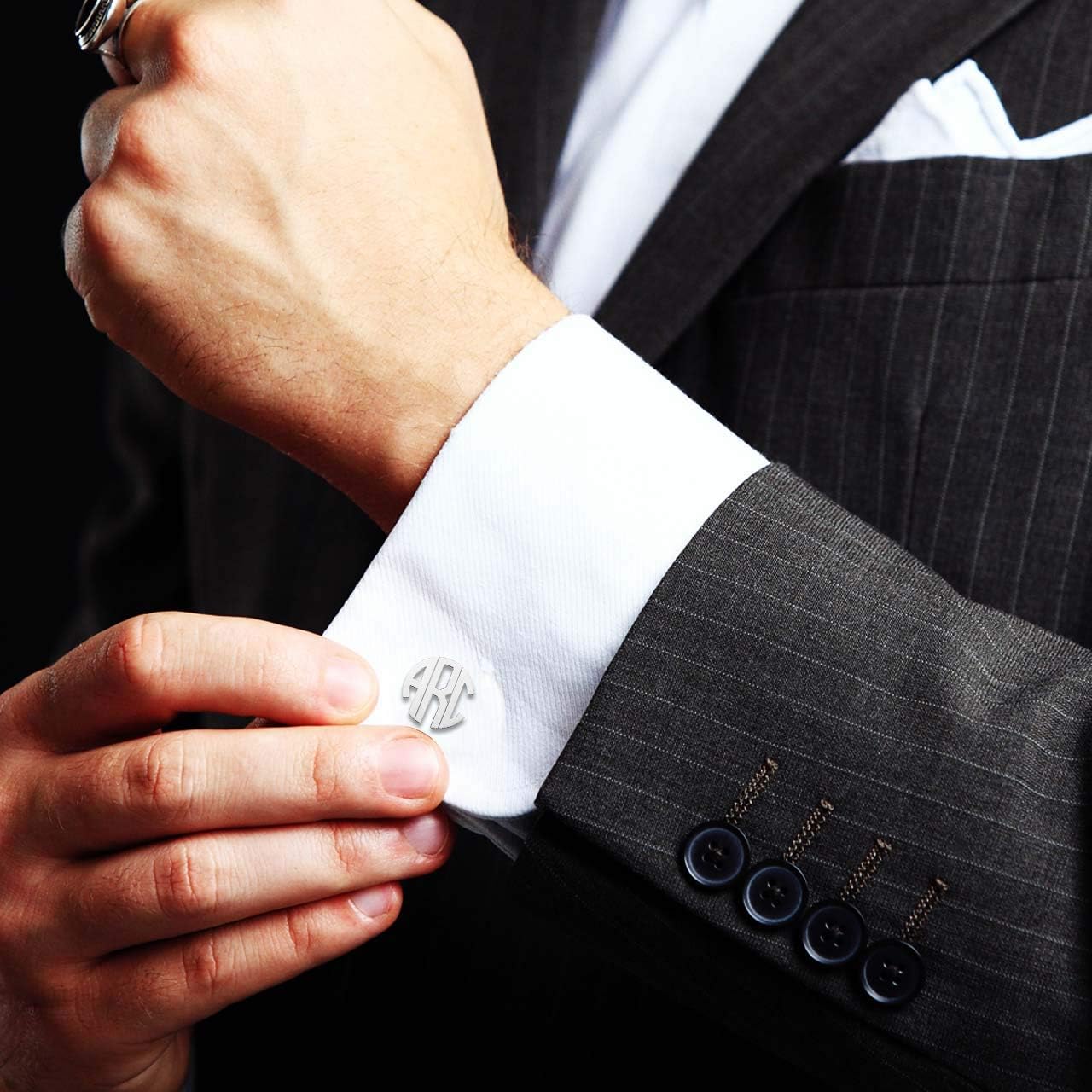 LeCalla Personalized Customized Men's Initial Name Monogram Cufflinks