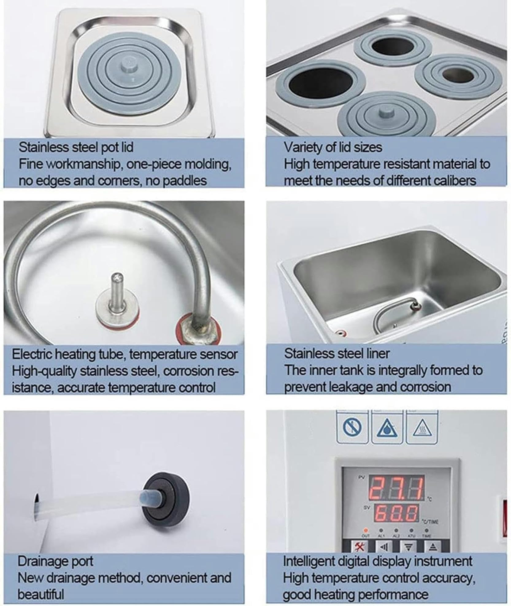 Baño María termostático eléctrico Digital, baño María de Laboratorio de 1 Orificio con Tapa Protectora, baño María termostático eléctrico para experimentos de Laboratorio