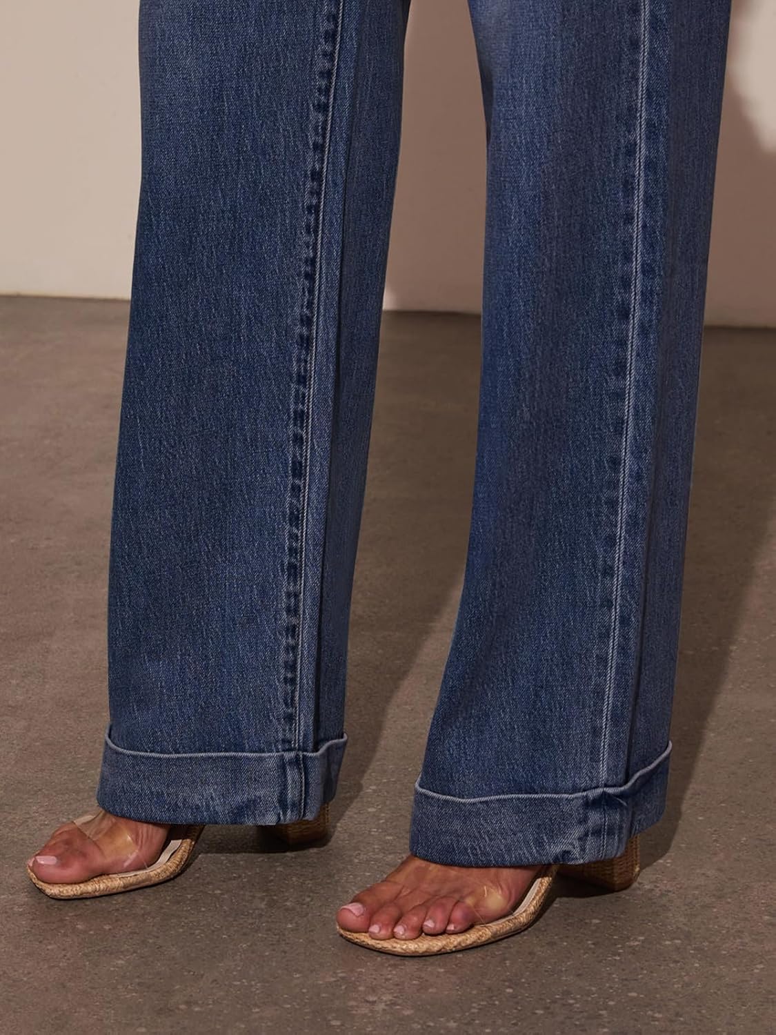 KUNMI Jeans for Women Wide Leg Baggy High Waist Boyfriends Straight Leg Stretchy Denim Pants Trendy Fall 2025