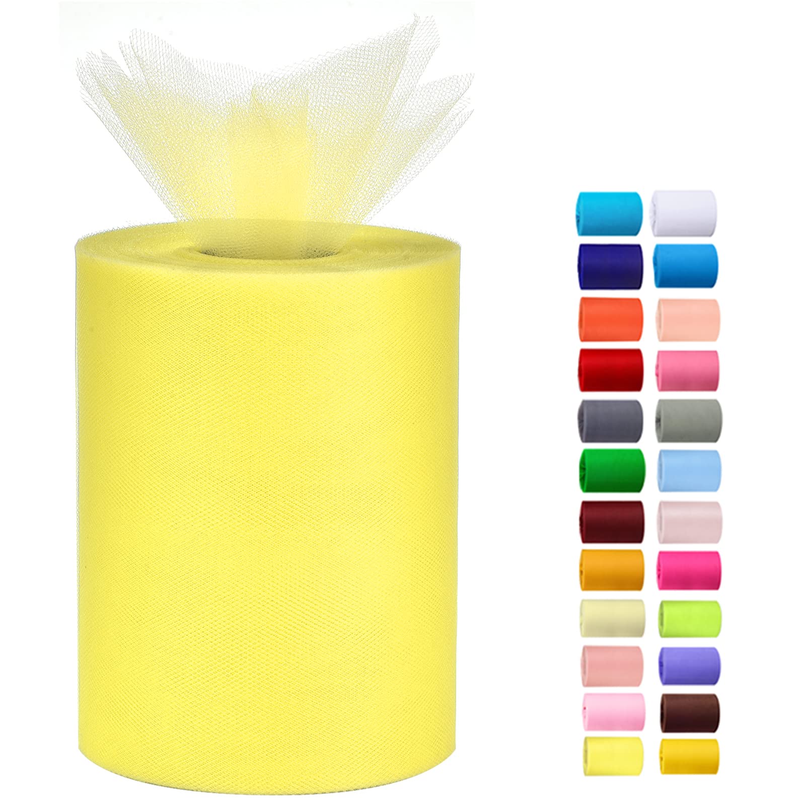 Tulle Rolls 6” by 100 Yards (300 feet) Tulle Roll Spool Fabric for DIY Tutu Skirts Wedding Baby Shower Crafts Decorations Party Supplies (White) — view 10