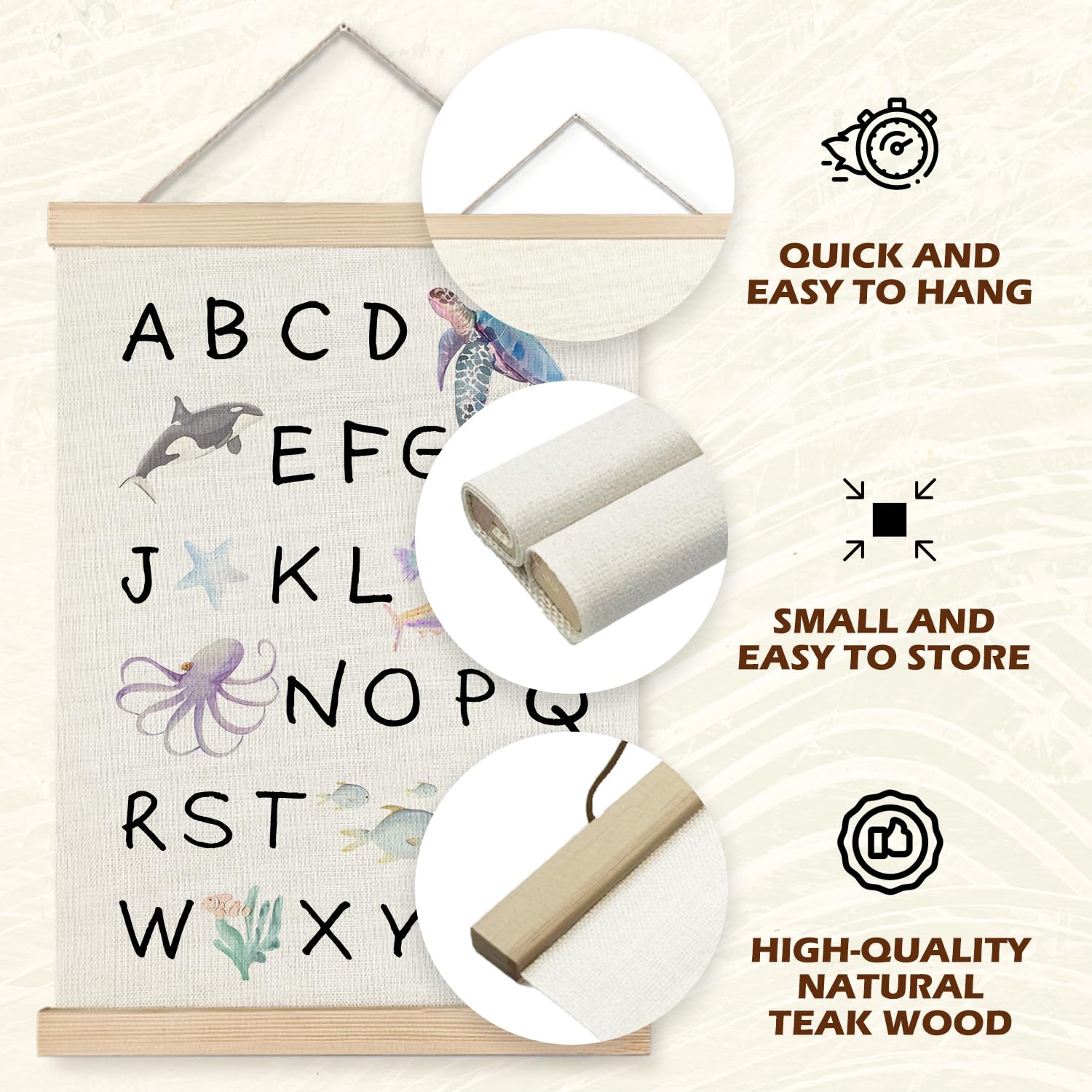 Alphabet Numbers Poster Set Of 2 With Wooden Frames - 16x24 Inch Nursery Wall Decor - View #3