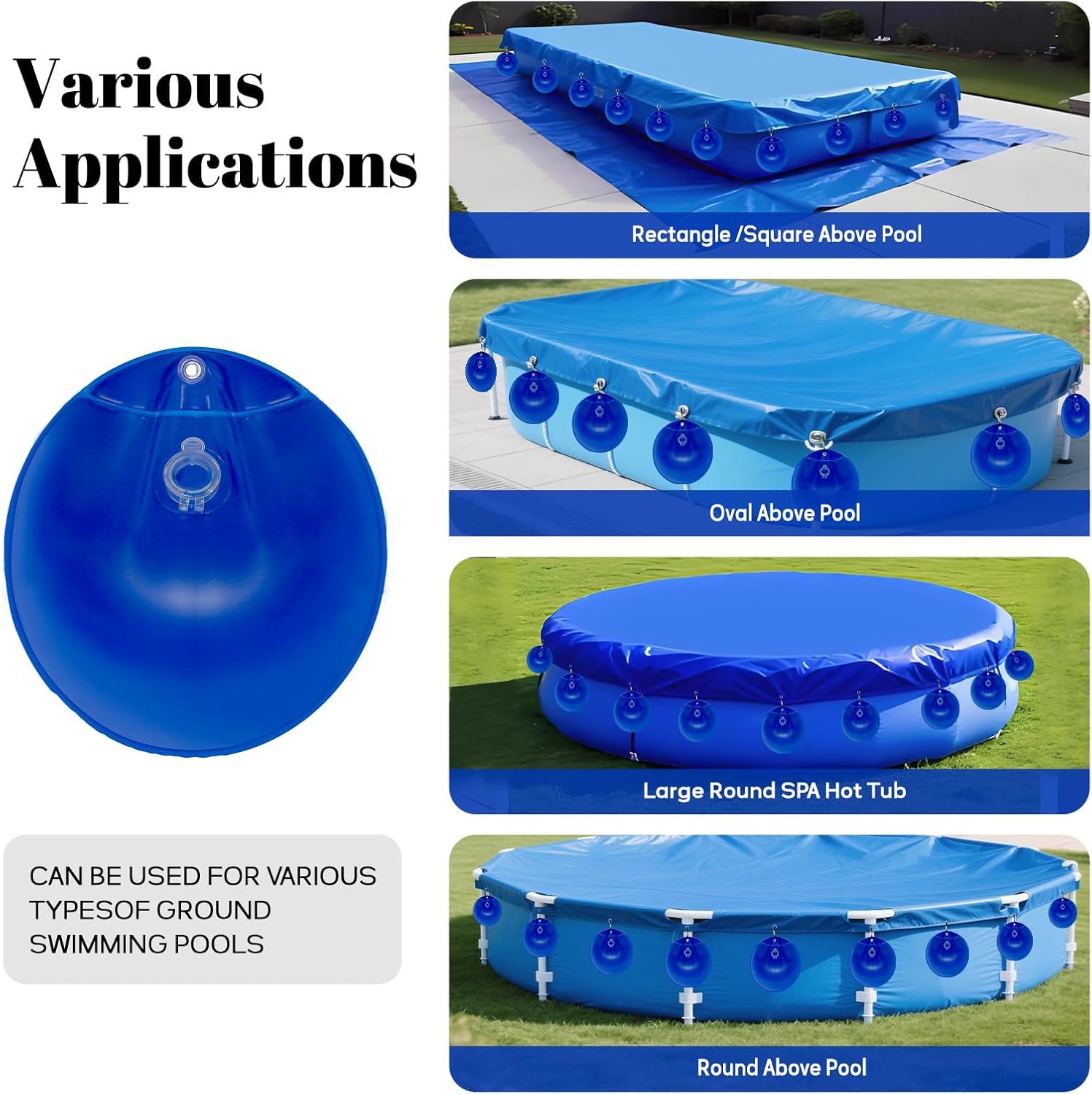 20 Pack Pool Cover Weights with Hooks, Leakproof PVC Pool Cover Hanging Bags, Heavy Duty Water Weights for Above Ground Winter Pool Cover, Antifreezing Pool Wall Bags (20-PCS)