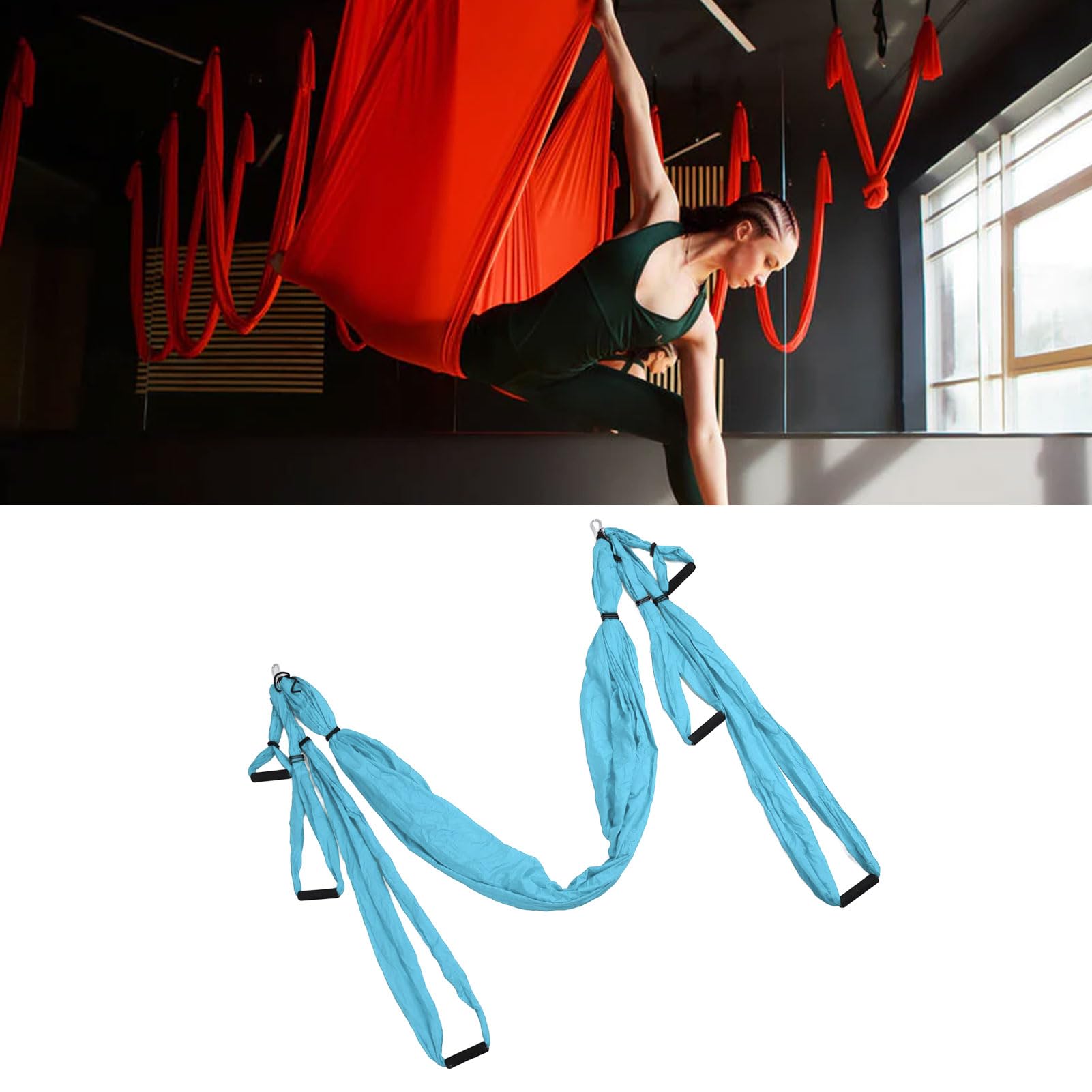 Aerial Yoga-hangmat, Aerial Yoga-schommelset met Opbergtas, Karabijnhaken en Gebruikershandleiding, Startset voor Alle Niveaus (PURPLE
