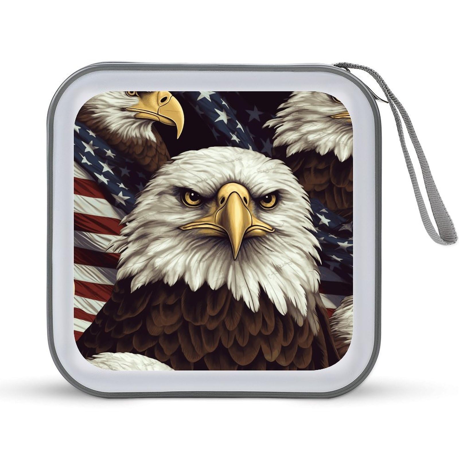 VstaDank Bald Eagle CD Case DVD Holder Storage Portable Carrying Binder Holder Wallet Large Storage Disc Wallet Bag Hard Plastic DVD Disc Cases Large Media Binder 40 Capacity