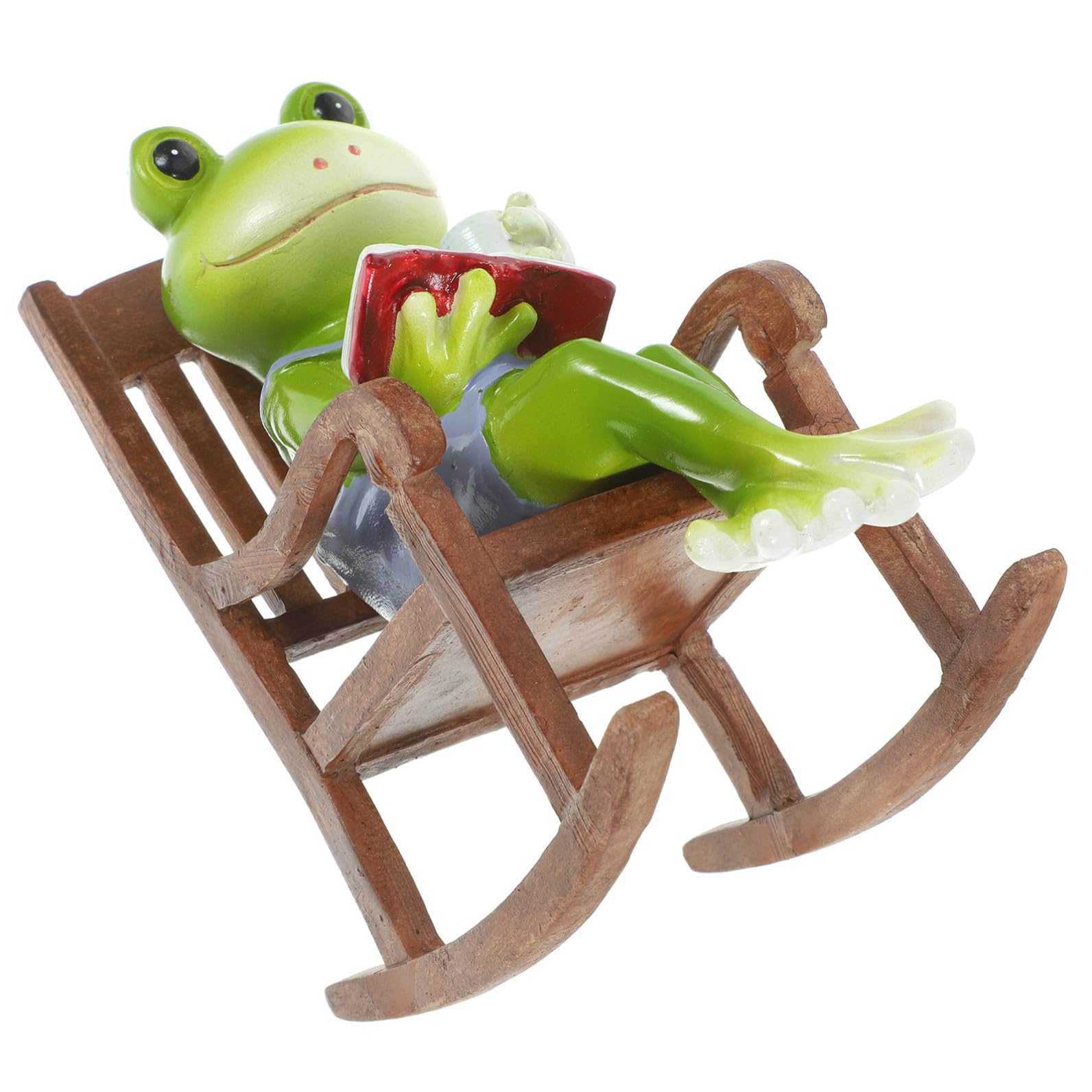 Happyyami 2 Sztuk Żywica Fotel Bujany Dekoracja Krajobrazu Miniaturowa Żaba Rzeźba Żywica Żaba Figurka Żaba Wystrój Ogrodu Żaba W Fotelu Bujanym Nowość Żaba Figurka Bajkowy Ogród Na
