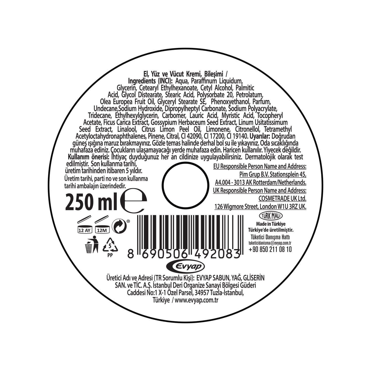 Arko Nem Değerli Yağlar Zeytinyağlı Nemlendirici Krem, 250 ml
