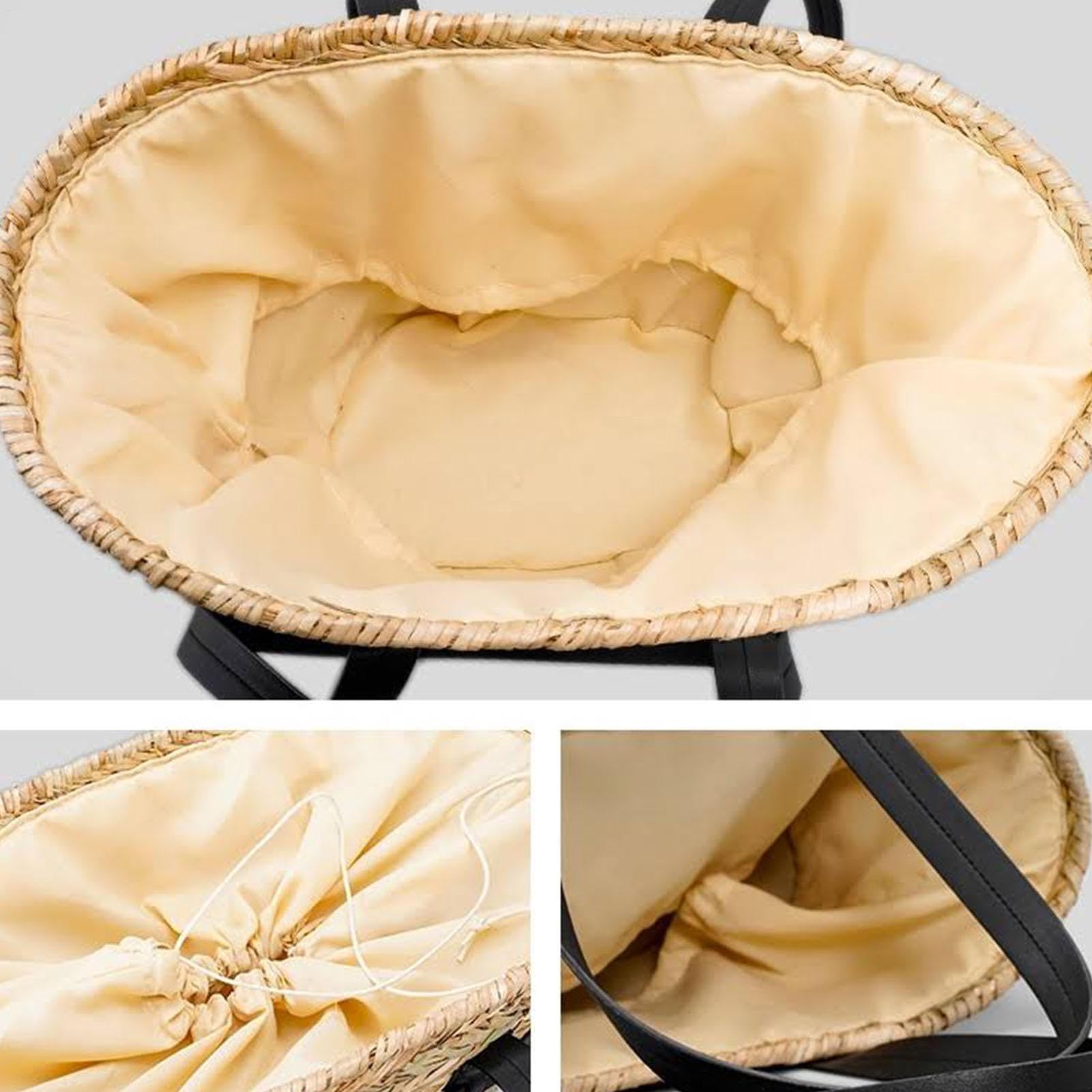 Słomiana Torba Shopper Duża retro ręcznie pleciona torba na ramię | Słoma Dla Kobiet Dziewczyn Przyjaciółek Plaża Zakupy Kemping Wesele Spotkanie Outdoor