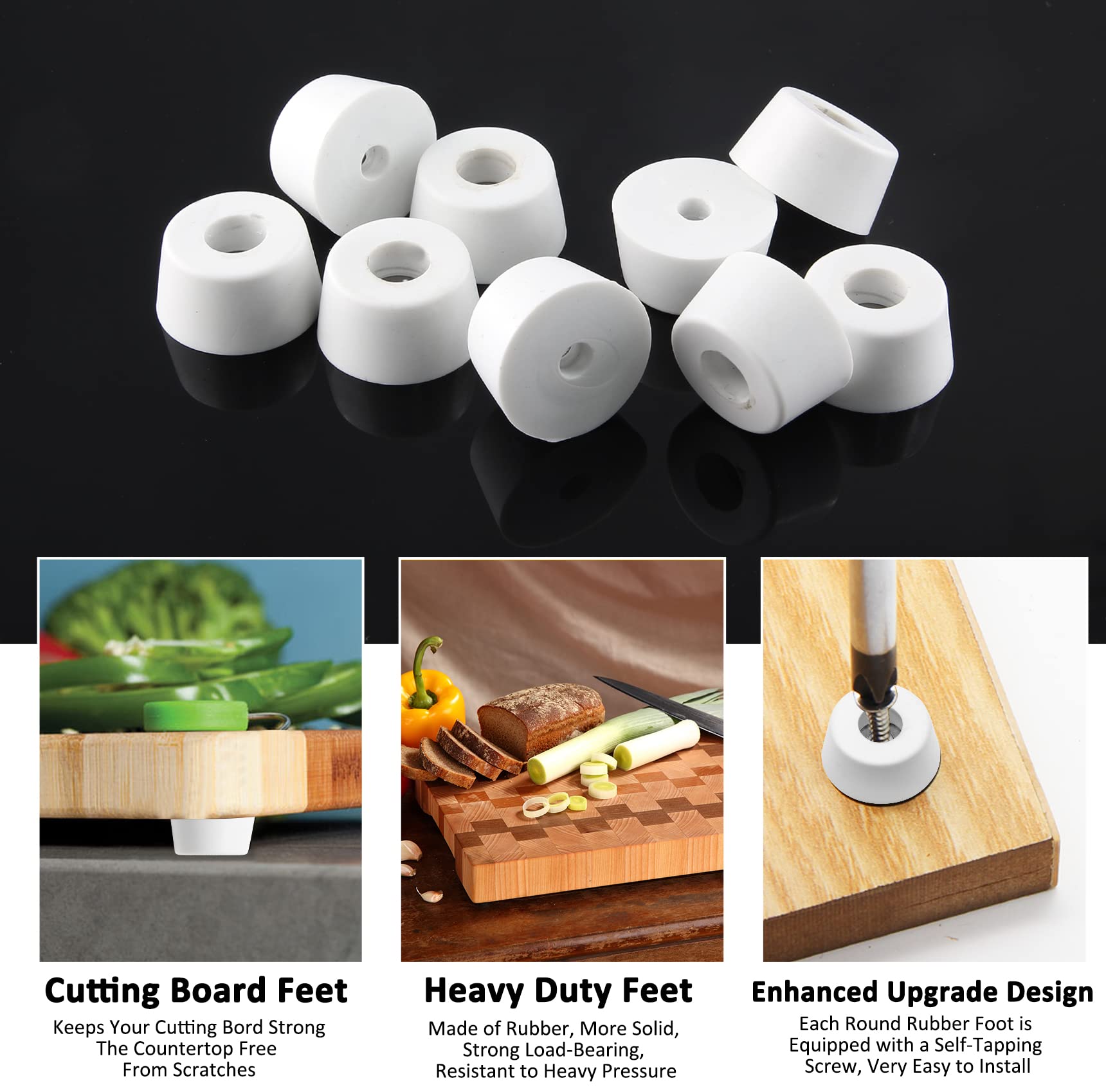 Uxcell 18-Pack Rubber Bumper Feet – 0.28"H X 0.51"W, Round Pads With Stainless Steel Washer & Screws For Furniture & Appliances