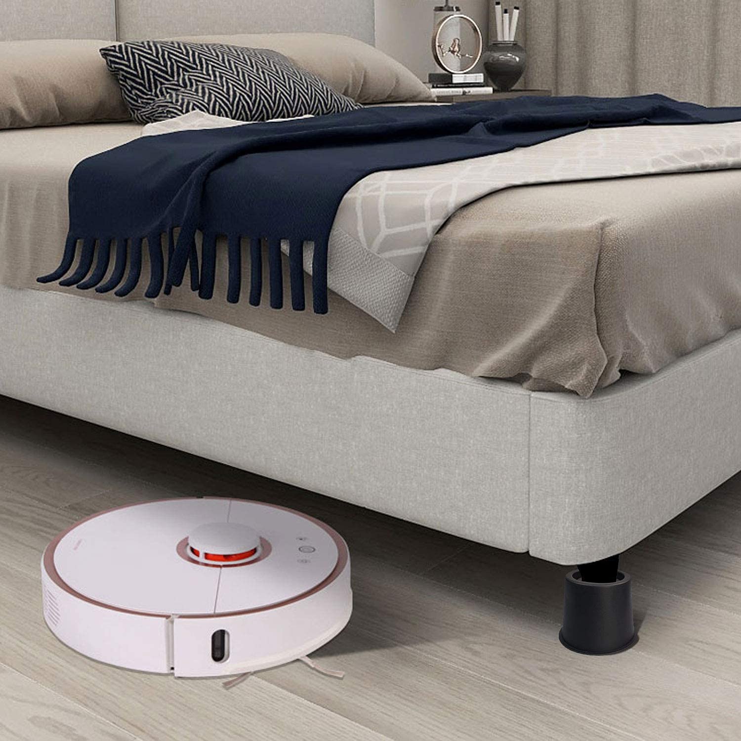 MIIX HOME - Rialzi rotondi resistenti per letti da 10 cm, per mobili, sedie, divani o divani, estensori per gambe del tavolo, supportano fino a 226,8 kg, nero, 1 set da 4 pezzi