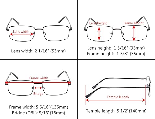 Miniatura 5 de Gr8Sight Paquete de 3 lentes de lectura rectangulares grandes con patillas de primavera para hombre, Mezcla de 3 pares.